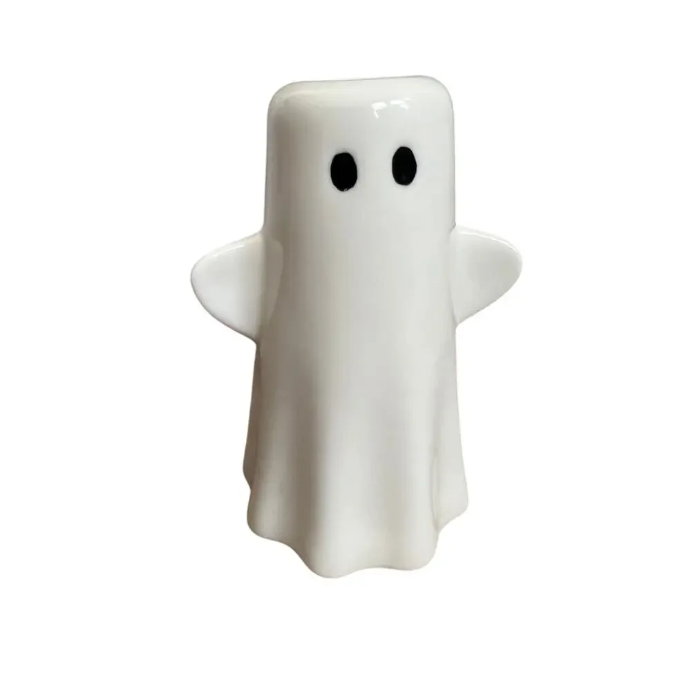 3pc Ceramic Ghost Taper Candle Holder Set Halloween White Candlestick Spooky New